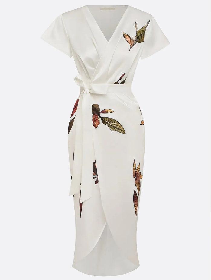Elin™ | Elegant Wrap Dress with Floral Print
