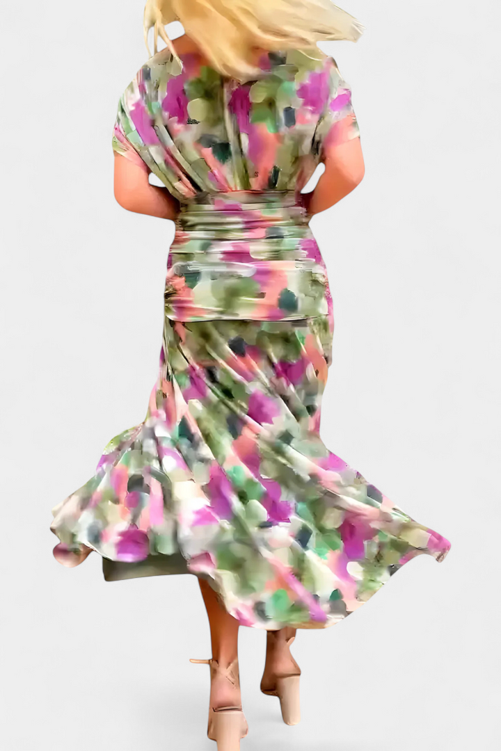 Florendra™ | The Flattering Floral V-Neck Dress