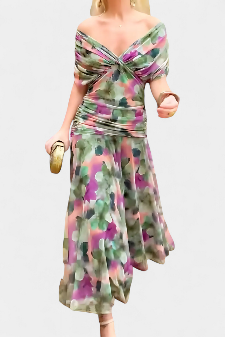 Florendra™ | The Flattering Floral V-Neck Dress