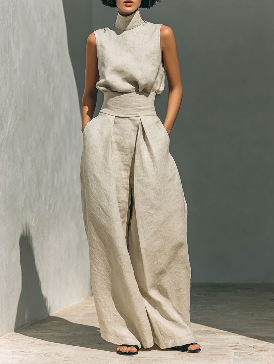 SARAH | WOMEN'S WIDE LEG LINEN SET