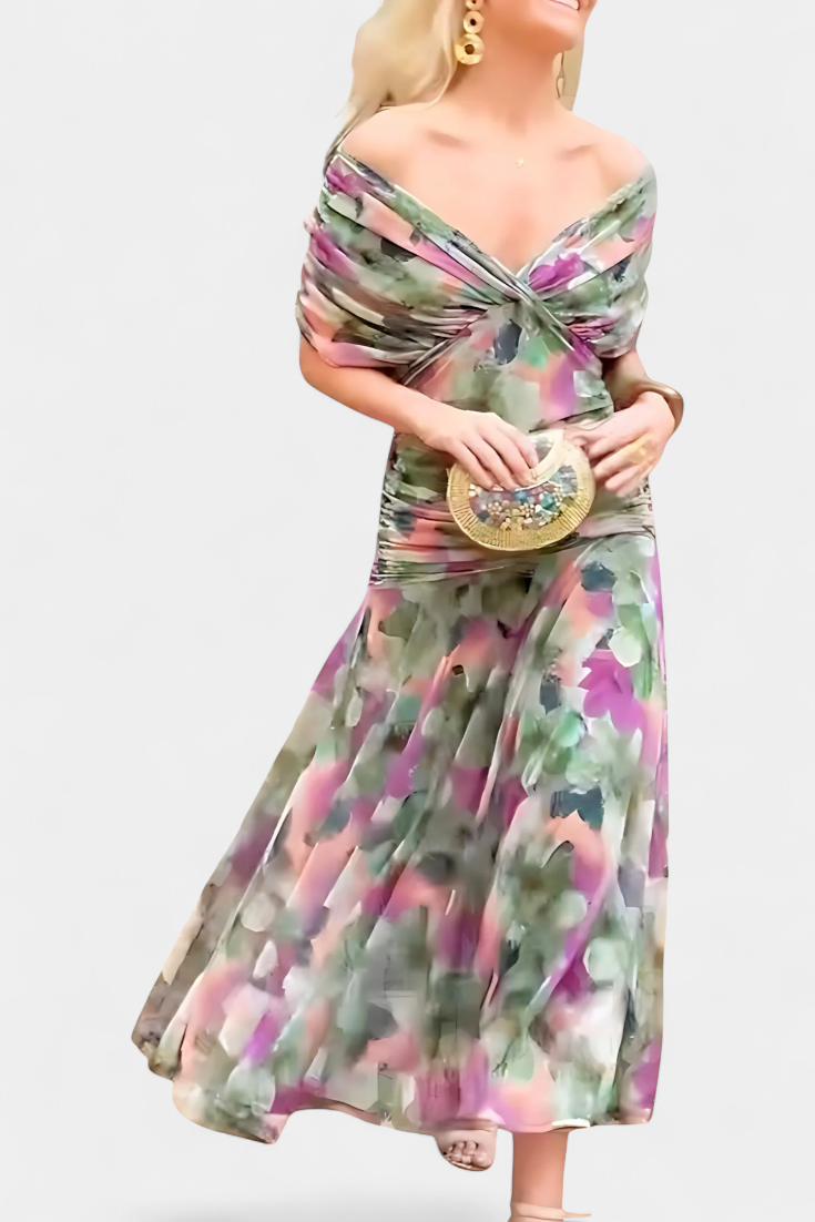 Florendra™ | The Flattering Floral V-Neck Dress
