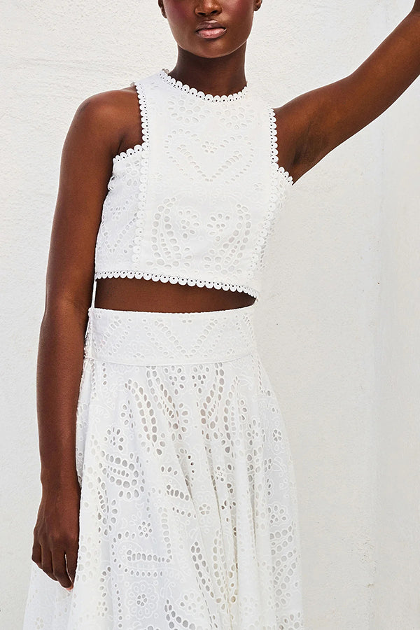 Larissa™ Embroidered Top & High-Waist Maxi Skirt Set | Elegant Two Piece Outfit