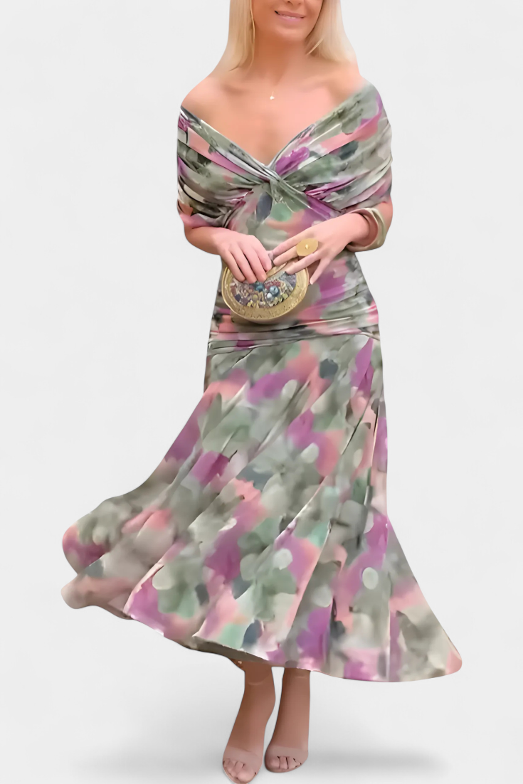Florendra™ | The Flattering Floral V-Neck Dress