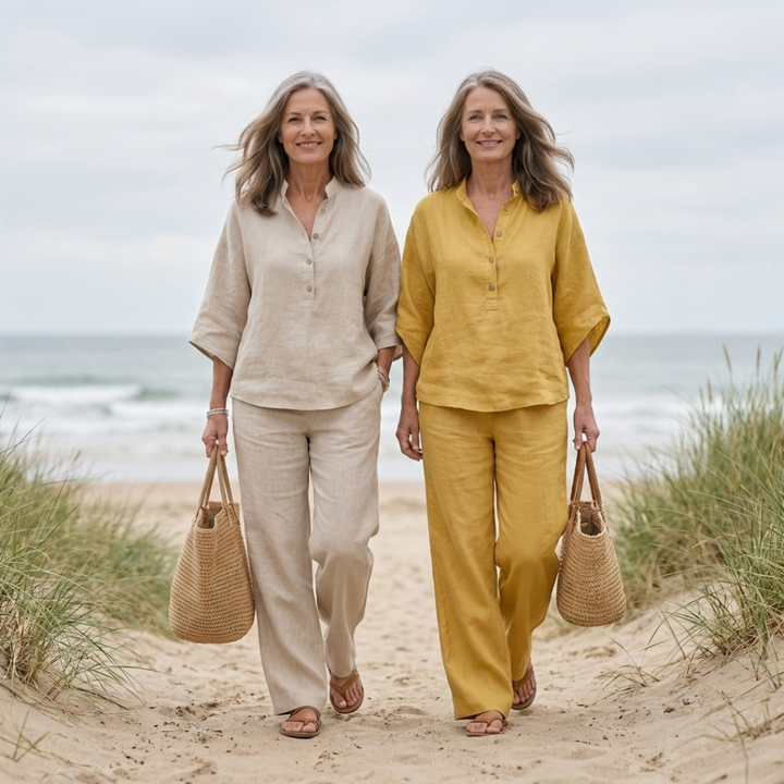 Mariel | Cotton Linen Batwing Sleeve Wide Leg Set