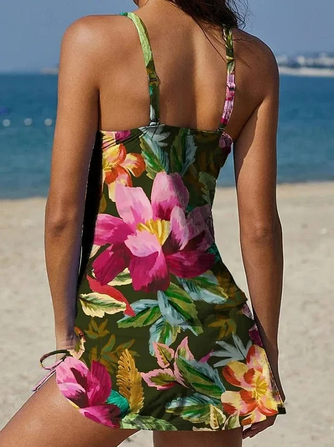 Fiesta – Floral Graphic Tankini with Shorts, Tummy Control Effect