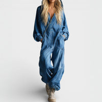 Long-sleeved jumpsuit with hood