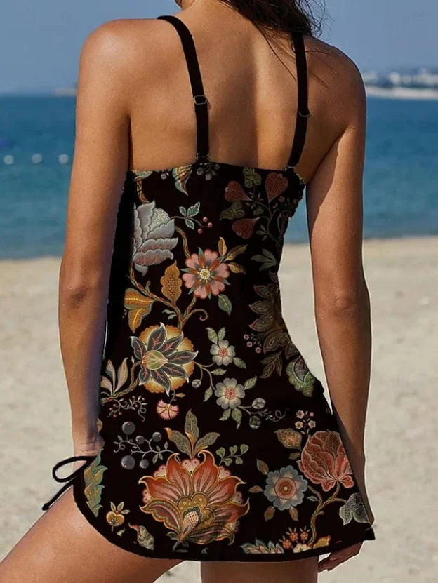 Fiesta – Floral Graphic Tankini with Shorts, Tummy Control Effect