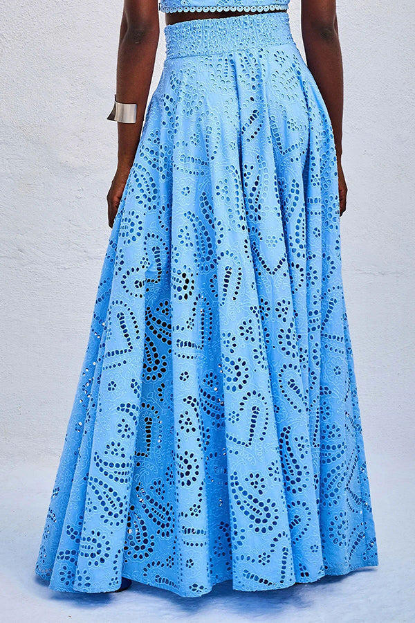 Larissa™ Embroidered Top & High-Waist Maxi Skirt Set | Elegant Two Piece Outfit