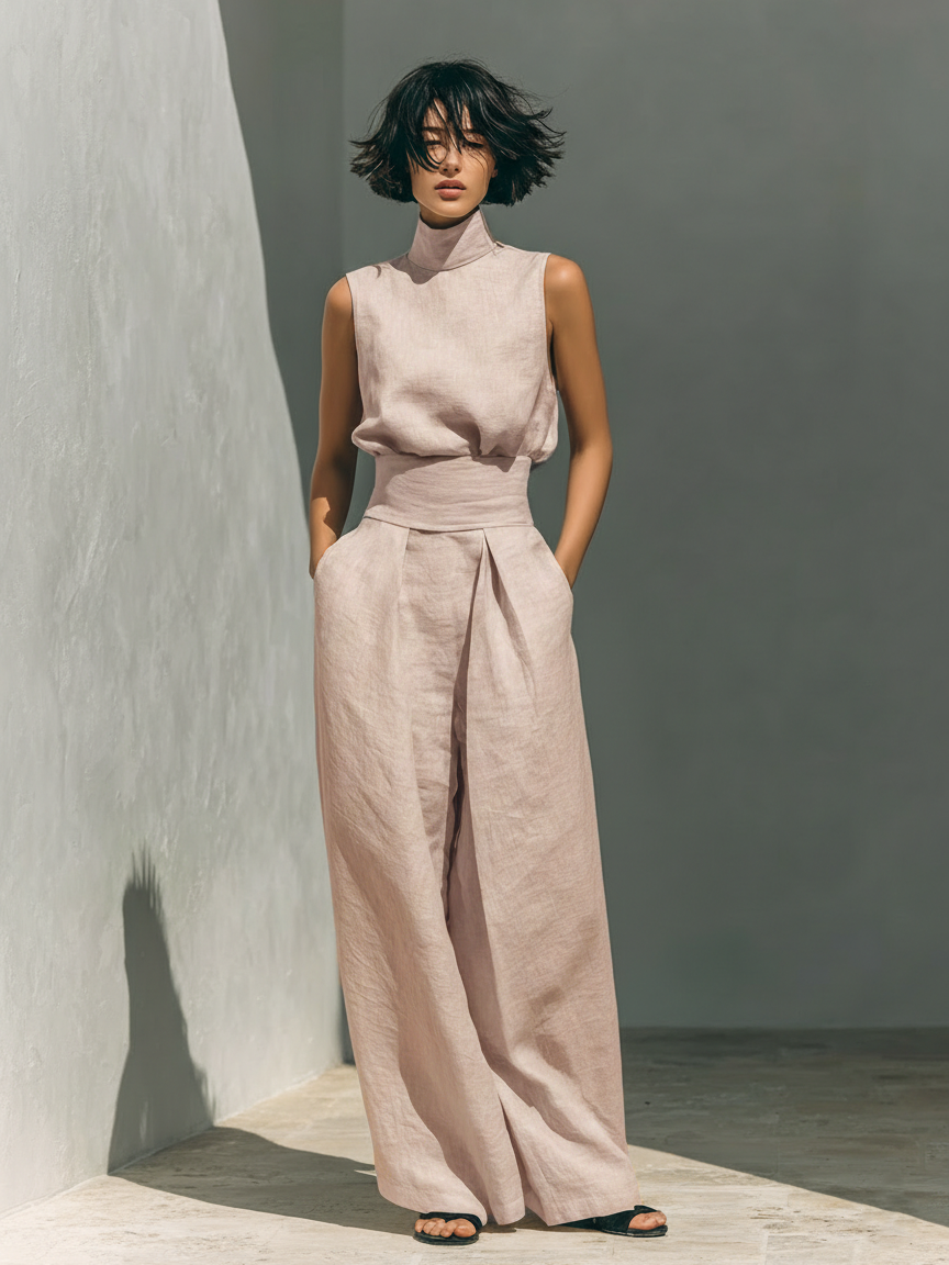 SARAH | WOMEN'S WIDE LEG LINEN SET
