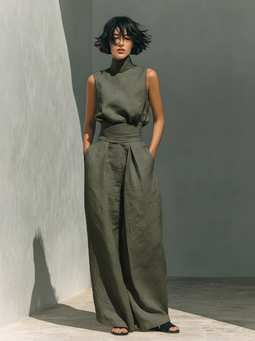 SARAH | WOMEN'S WIDE LEG LINEN SET