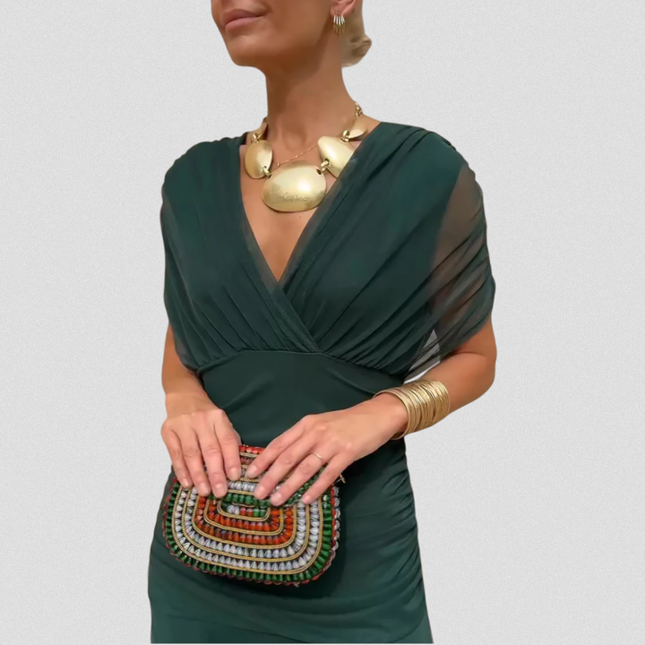 Florendra™ | The Flattering Floral V-Neck Dress