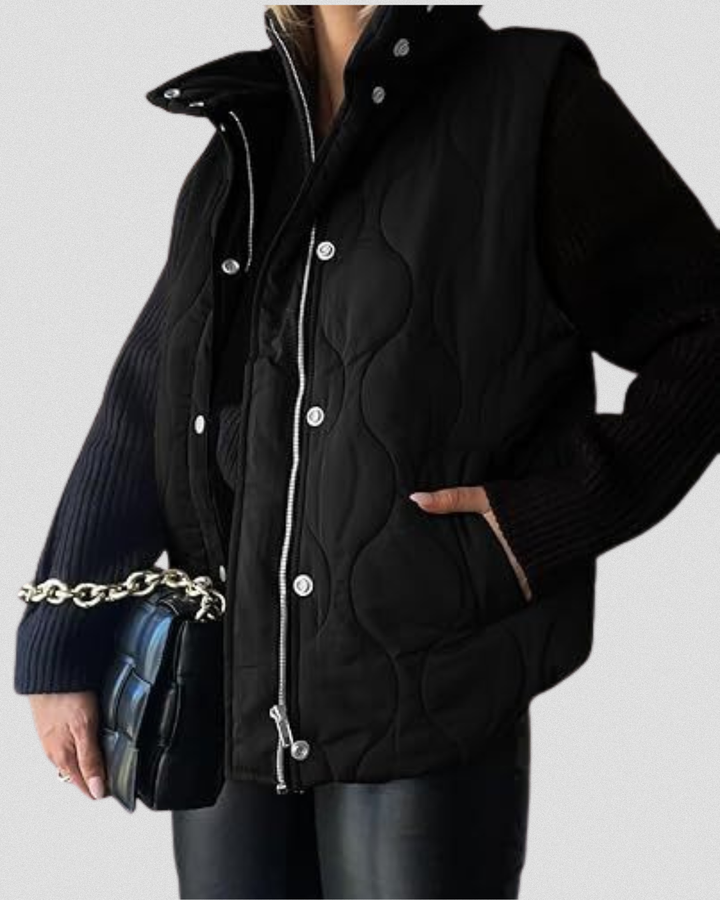 PAMMY™ - Classic Puffer Button Zip Up Collared Vest