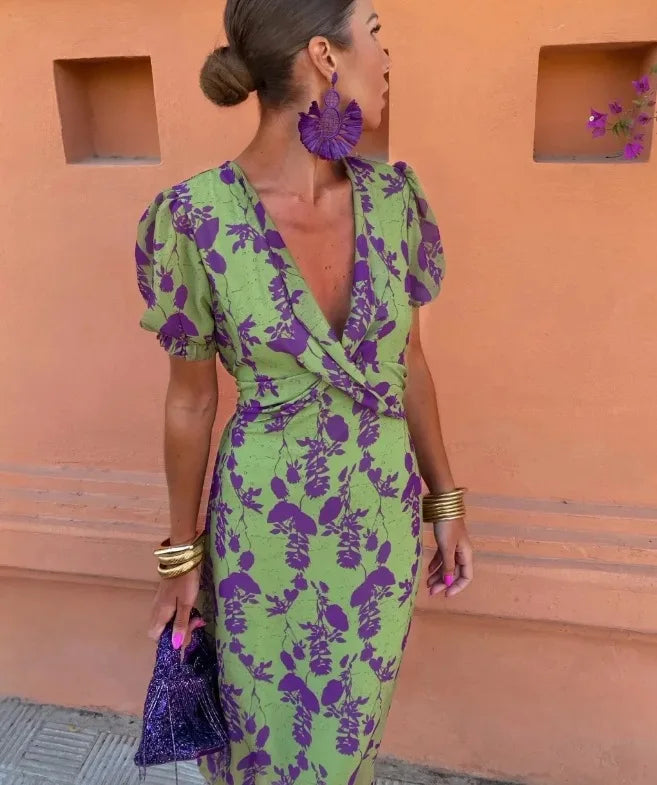 Velmira™ | The Elegant Tummy-Flattering V-Neck Dress