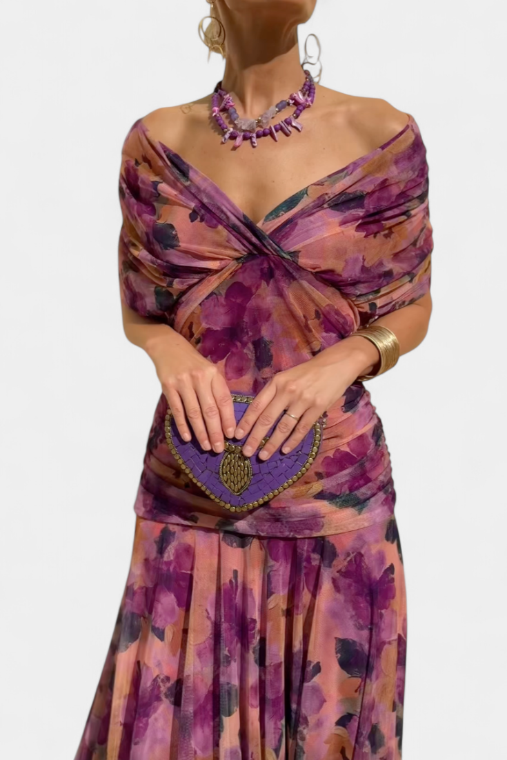 Florendra™ | The Flattering Floral V-Neck Dress