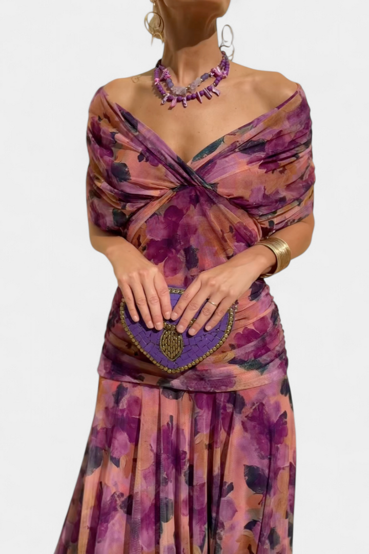 Florendra™ | The Flattering Floral V-Neck Dress