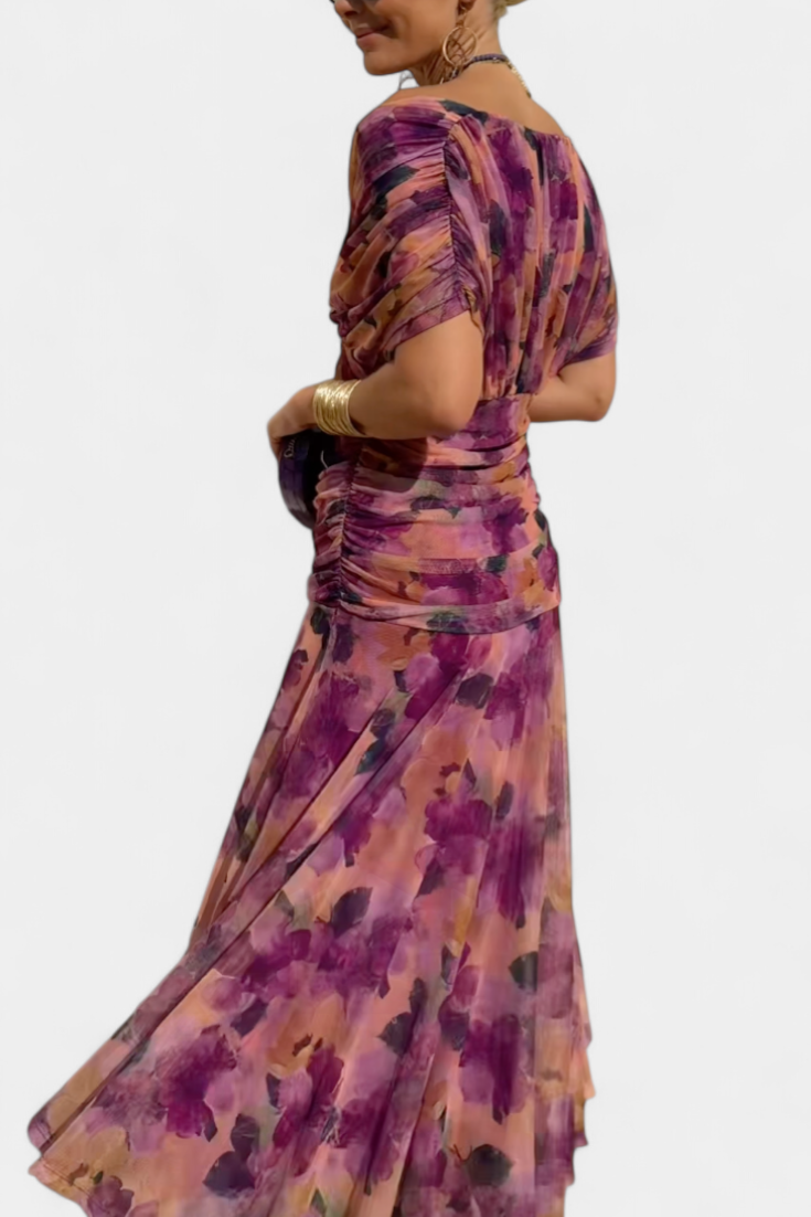 Florendra™ | The Flattering Floral V-Neck Dress