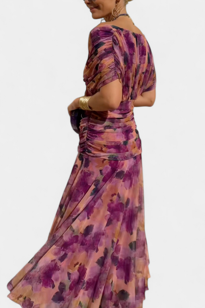 Florendra™ | The Flattering Floral V-Neck Dress