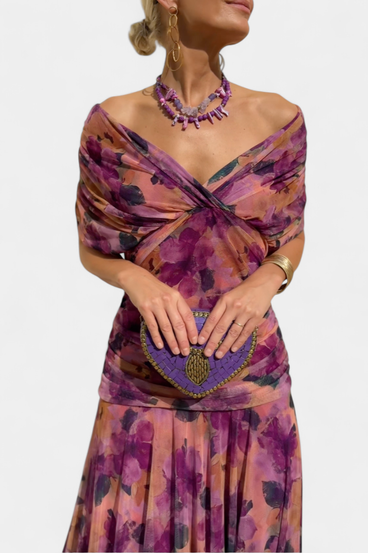 Florendra™ | The Flattering Floral V-Neck Dress
