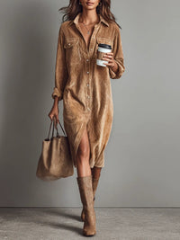 Evelyn | Relaxed Corduroy Midi Dress