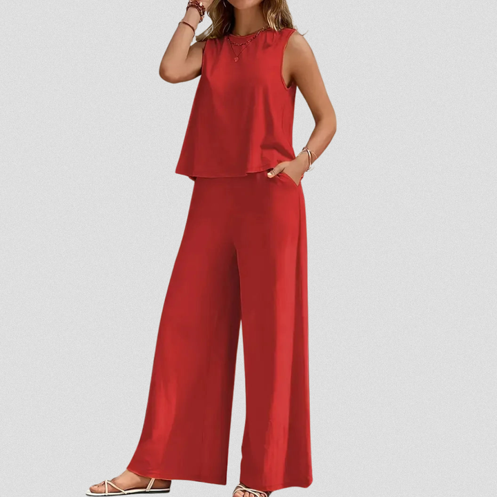 Danielle™ Sleeveless Two-Piece Set | Sleeveless Top and Wide-Leg Pants