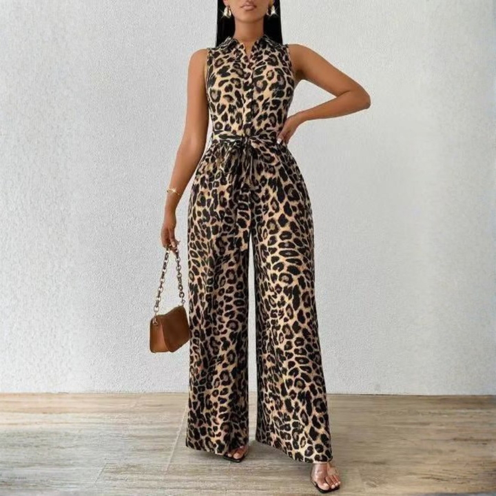 Frankie™ Leopard Jumpsuit | Sleeveless Deep V-Neck Jumpsuit