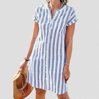 JULISSA™ – Elegant Striped Button Midi Dress