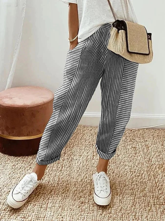 Lisa™ | Striped Cotton Trousers
