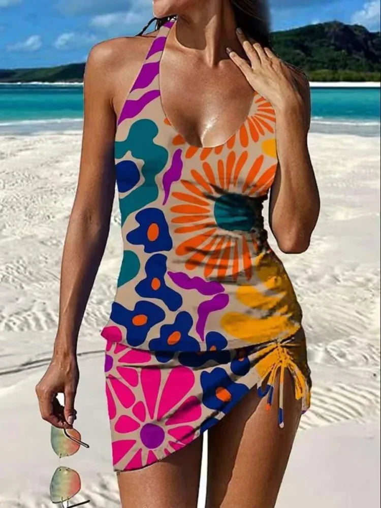 Fiesta – Floral Graphic Tankini with Shorts, Tummy Control Effect