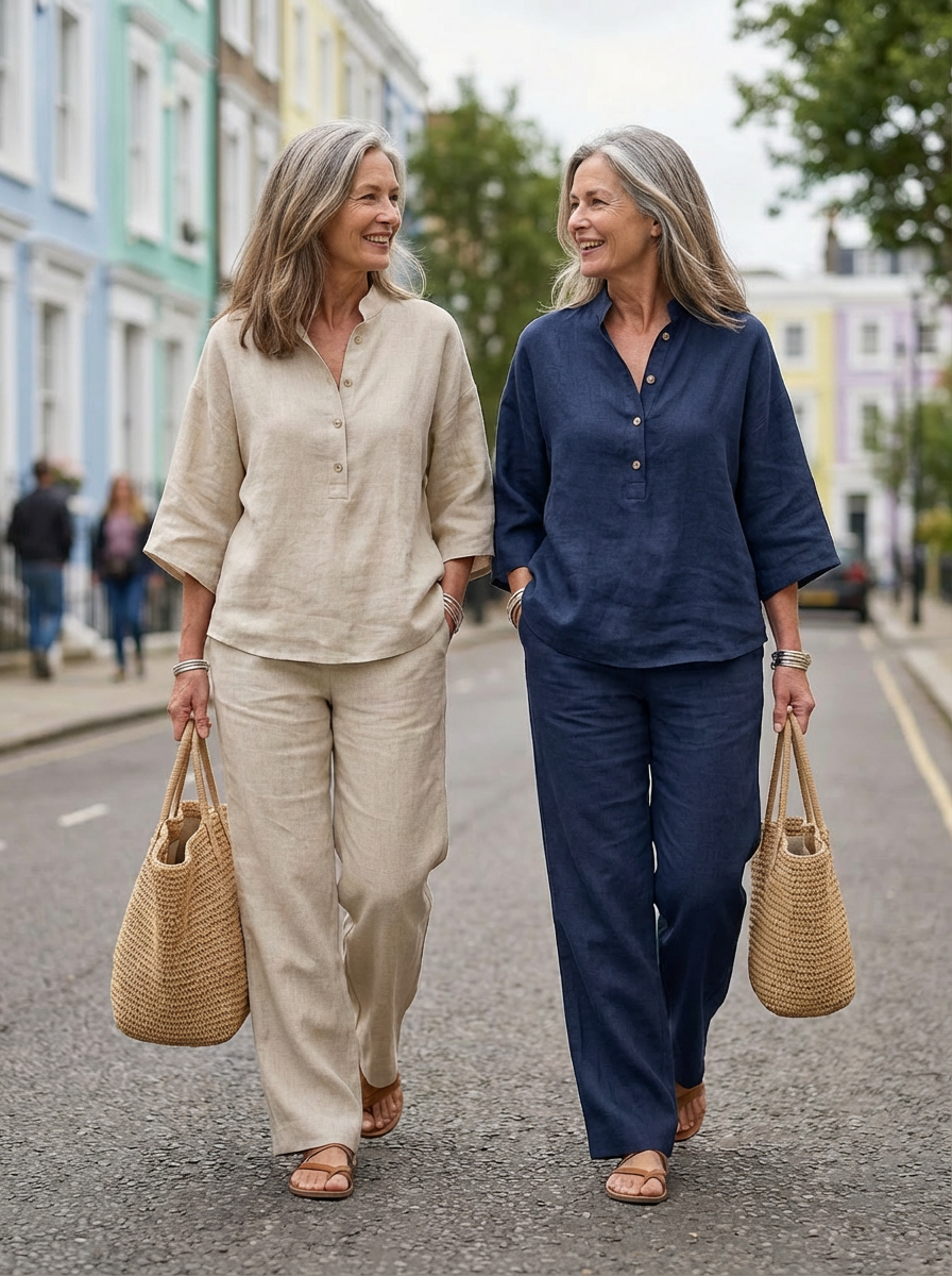 Mariel | Cotton Linen Batwing Sleeve Wide Leg Set
