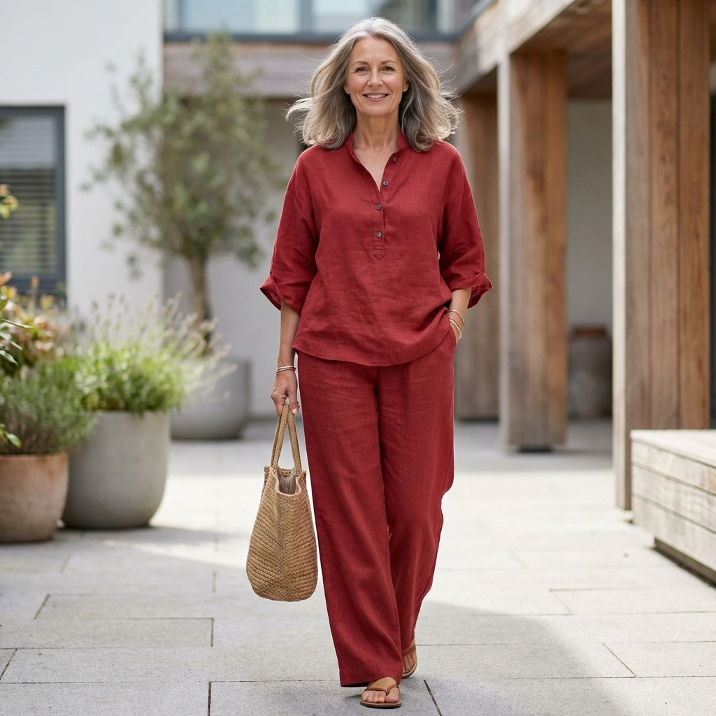 Mariel | Cotton Linen Batwing Sleeve Wide Leg Set