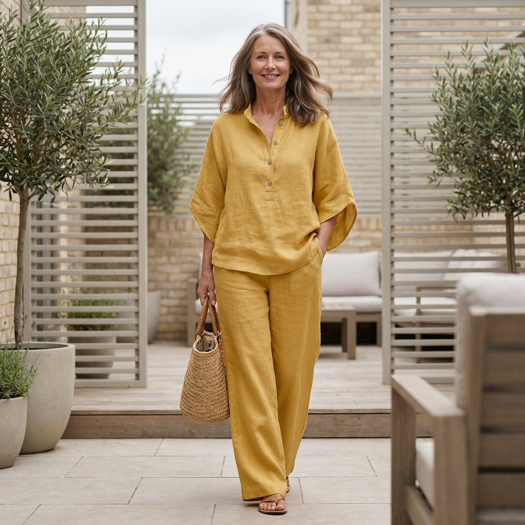 Mariel | Cotton Linen Batwing Sleeve Wide Leg Set
