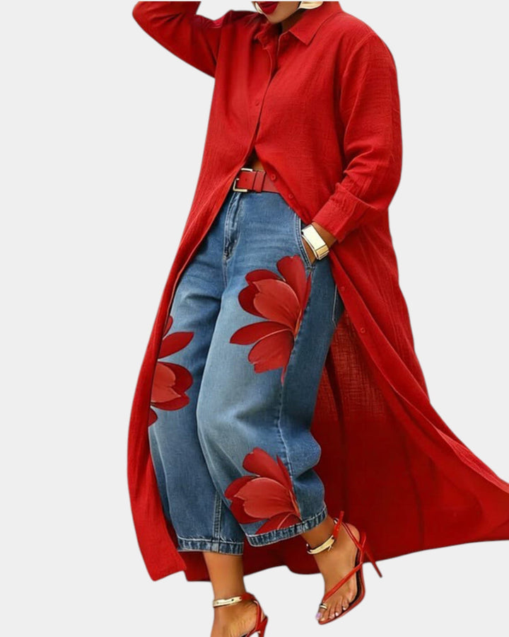 Sharon | Set of dress and wide jeans