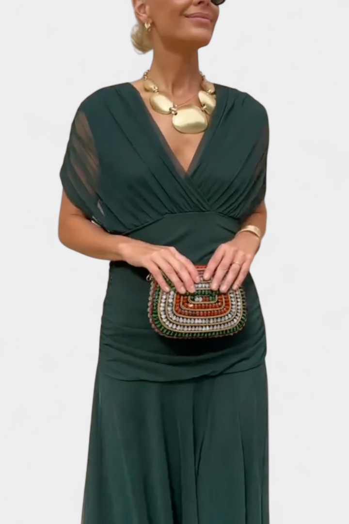 Florendra™ | The Flattering Floral V-Neck Dress