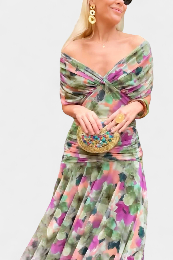 Florendra™ | The Flattering Floral V-Neck Dress