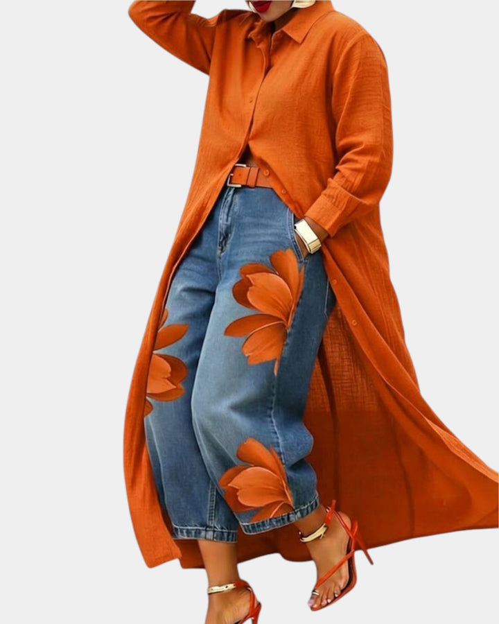 Sharon | Set of dress and wide jeans