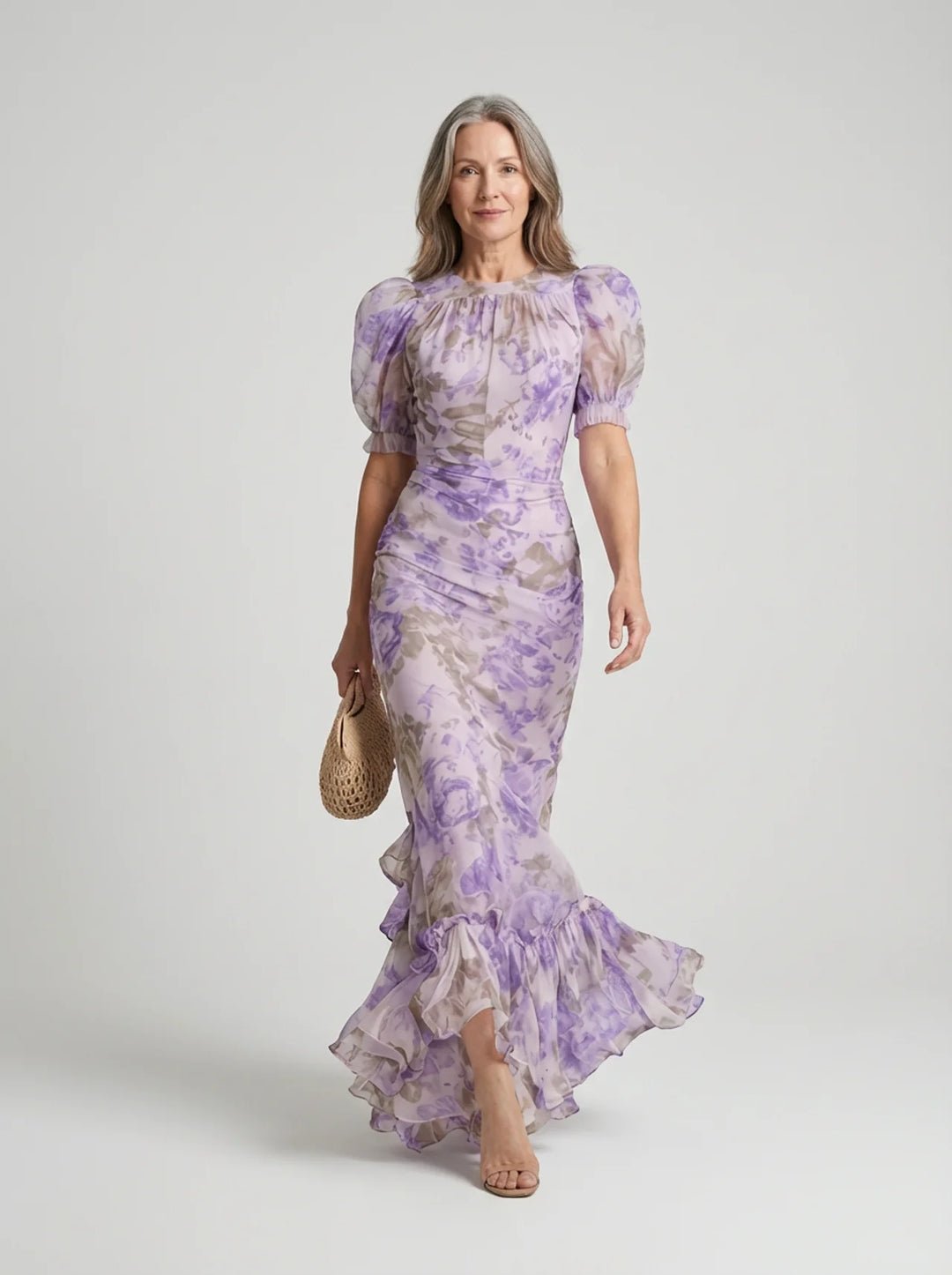Mae | Vintage Rose Print Puff Sleeve Maxi Dress