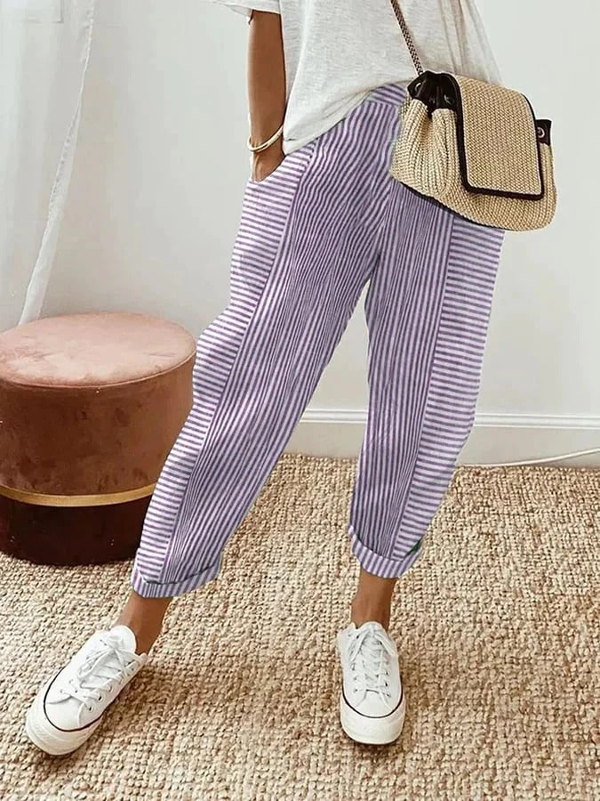 Lisa™ | Striped Cotton Trousers