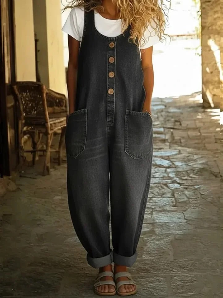 Saylor | Vintage Washed Cotton Denim Dungarees