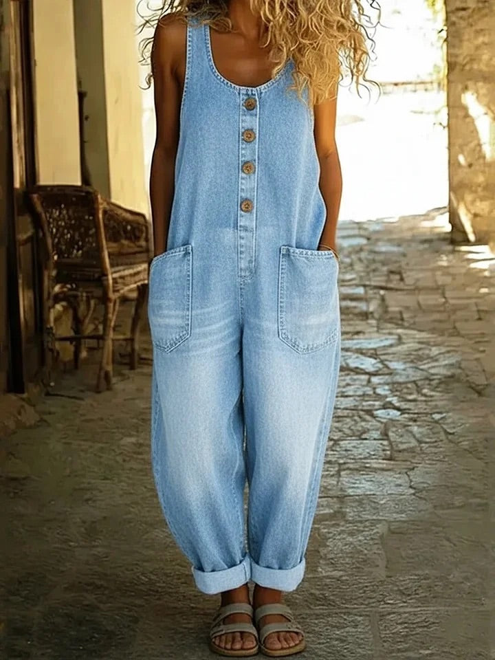 Saylor | Vintage Washed Cotton Denim Dungarees